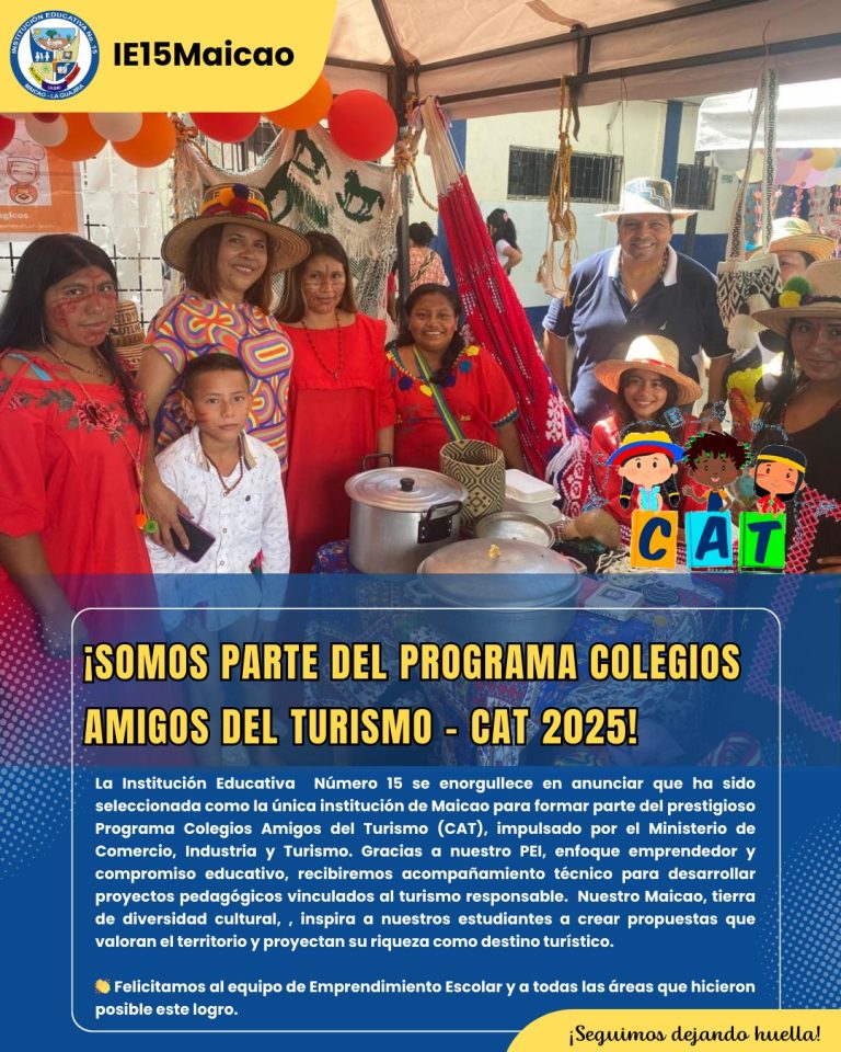 Hemos sido seleccionada como la única institución de Maicao para formar parte del prestigioso Programa Colegios Amigos del Turismo (CAT), impulsado por el Ministerio de Comercio, Industria y Turismo.